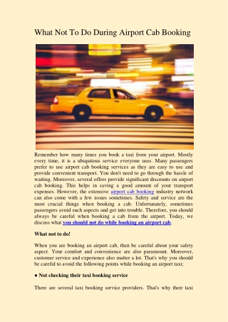 What Not To Do During Airport Cab Booking