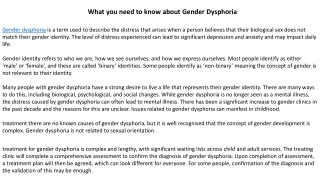 What you need to know about Gender Dysphoria