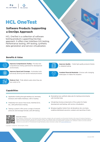 HCL OneTest - Software Products Supporting a DevOps Approach