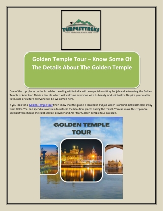 Golden Temple Tour – Know Some Of The Details About The Golden Temple