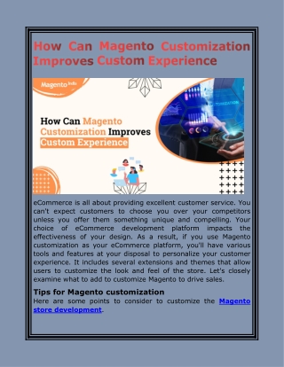 How Can Magento Customization Improves Custom Experience