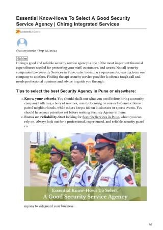 justpaste.it-Essential Know-Hows To Select A Good Security Service Agency  Chirag Integrated Services