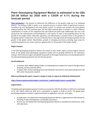 Plant Genotyping Equipment Market