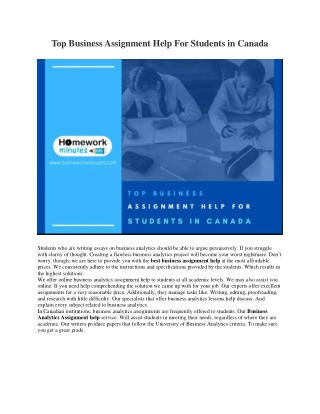 Top Business Assignment Help For Students in Canada