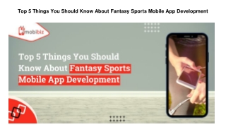 Top 5 Things You Should Know About Fantasy Sports Mobile App Development