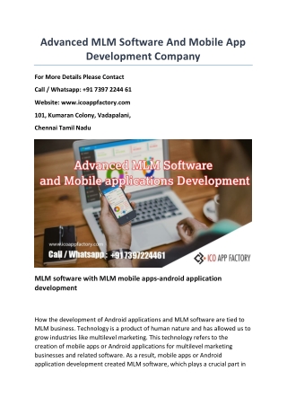 Advanced MLM Software and mobile app development company