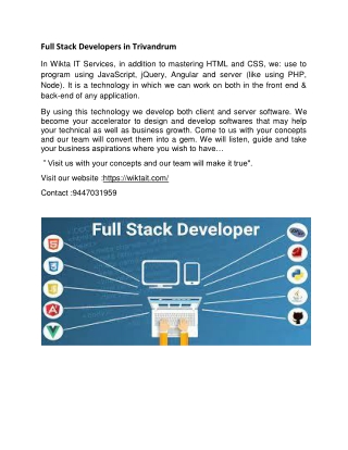Full Stack Developers in Trivandrum
