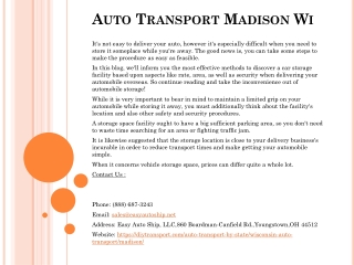 Auto Transport Madison Wi