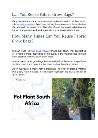 Can You Reuse Fabric Grow Bags