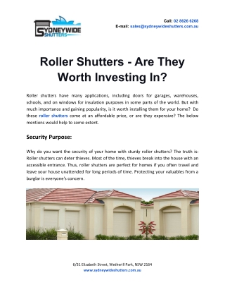 Roller Shutters - Are They Worth Investing In?