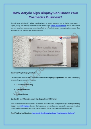 How Acrylic Sign Display Can Boost Your Cosmetics Business