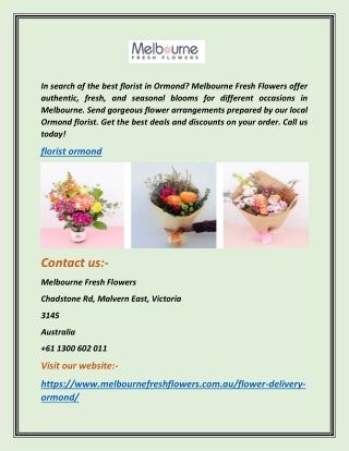 Florist Ormond | Melbournefreshflowers.com.au