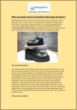 Why do people opt to buy Replica Balenciaga Sneakers?
