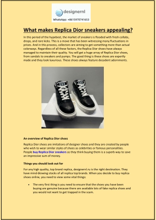 What makes Replica Dior sneakers appealing?
