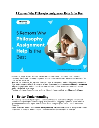 5 Reasons Why Philosophy Assignment Help Is the Best