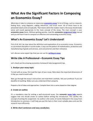 Significant Factors in Composing an Economics Essay