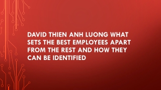 David Thien Anh Luong What Sets the Best Employees Apart from the Rest and How They Can Be Identified