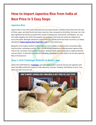 How to Import Japonica Rice from India at Best Price in 5 Easy Steps