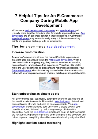 7 Helpful Tips for An E-Commerce Company During Mobile App Development