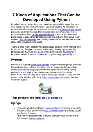 7 Kinds of Applications That Can be Developed Using Python