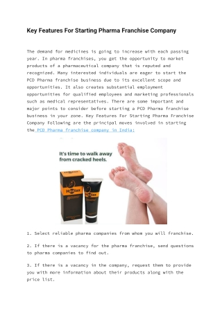 Key Features For Starting Pharma Franchise Company