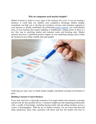 Why do companies need market insights.