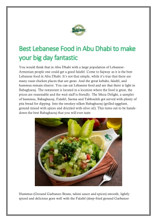 Best Lebanese Food in Abu Dhabi to make your big day fantastic