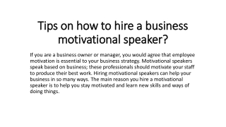 Tips on how to hire a business motivational speaker