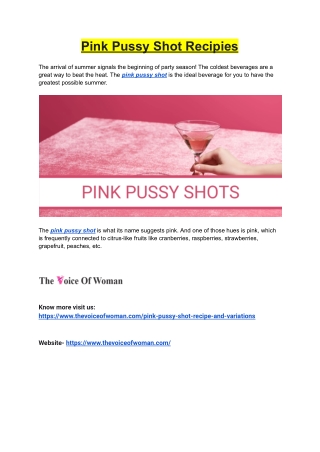 Pink Pussy Shot Recipies