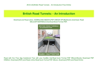 [R.E.A.D] British Road Tunnels - An Introduction Free Online