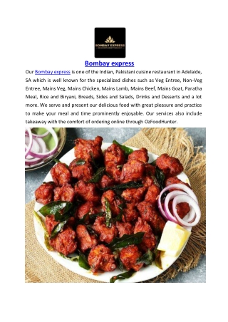 5% off - Bombay express Takeaway Menu Adelaide, SA