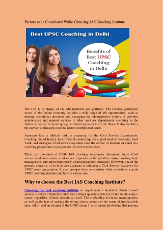 How to choose your Coaching Institute for UPSC