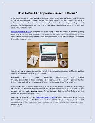 How To Build An Impressive Presence Online