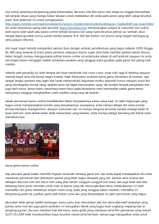 Bocoran Link Slot Gacor Hari Uang Online Pada Hakikatnya