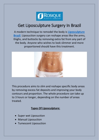 Liposculpture Surgery In Brazil