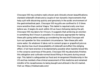Chocogra 100 mg is the Tablet You are Looking For in the USA