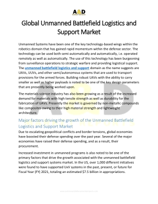 Global Unmanned Battlefield Logistics and Support Market