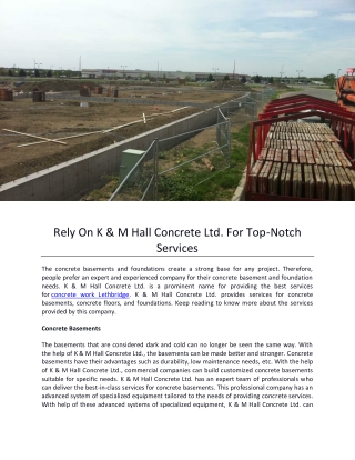 Rely On K & M Hall Concrete Ltd. For Top-Notch Services