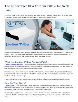 The Importance Of A Contour Pillow for Neck Pain