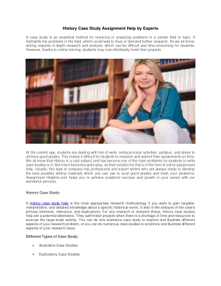 History Case Study Assignment Help by Experts