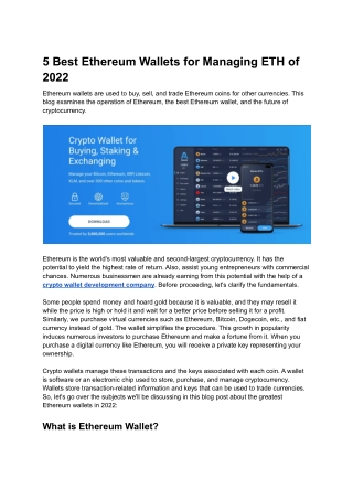 5 Best Ethereum Wallets for Managing ETH of 2022