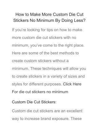 How to Make More Custom Die Cut Stickers No Minimum By Doing Less