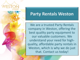 Party Rentals Weston