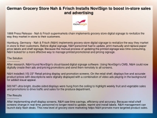 German Grocery Store Nah & Frisch Installs NoviSign to boost in-store sales and