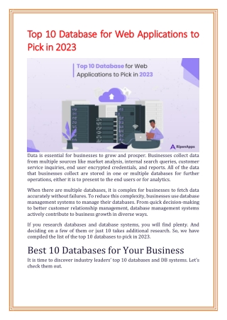 Top 10 Database for Web Applications to Pick in 2023