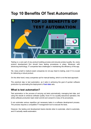 Top 10 Benefits Of Test Automation
