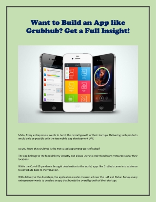 Want to Build an App like Grubhub? Get a Full Insight!