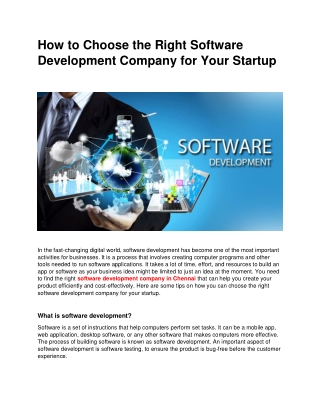How to Choose the Right Software Development Company for Your Startup