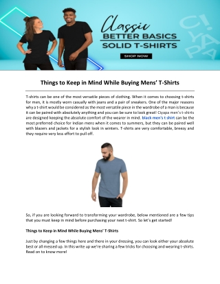 Things to Keep in Mind While Buying Mens’ T-Shirts