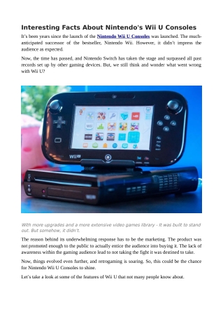 Interesting Facts About Nintendo's Wii U Consoles
